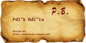 Pék Béla névjegykártya